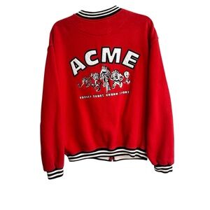 Warner Bros Looney Tunes Acme Logo Jacket Gray Retro 90s Streetwear Mens Medium